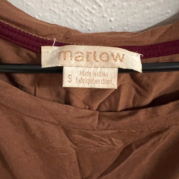 Marlow Brown Cap Sleeve Relaxed T-Shirt - Picture 3 of 4